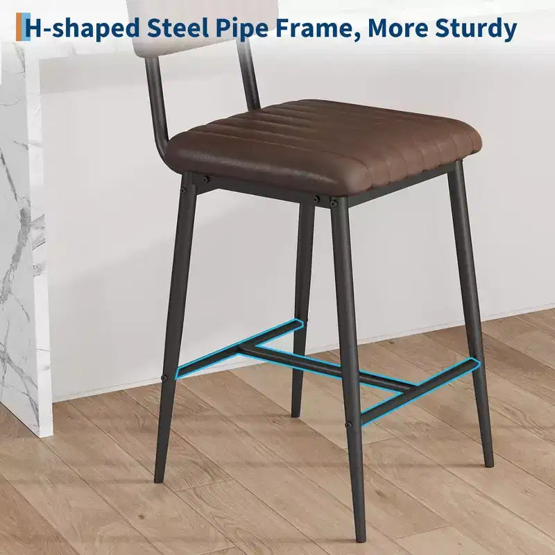 Set of 2 Bar Stools with Thick Cushion & Thickened Metal Legs for Island, Counter Bar, Kitchen