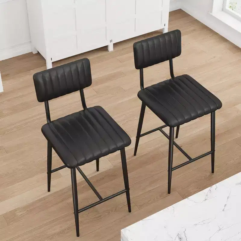 Set of 2 Bar Stools with Thick Cushion & Thickened Metal Legs for Island, Counter Bar, Kitchen