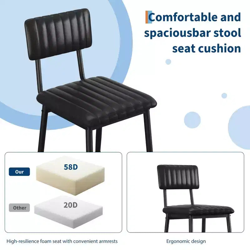 Set of 2 Bar Stools with Thick Cushion & Thickened Metal Legs for Island, Counter Bar, Kitchen