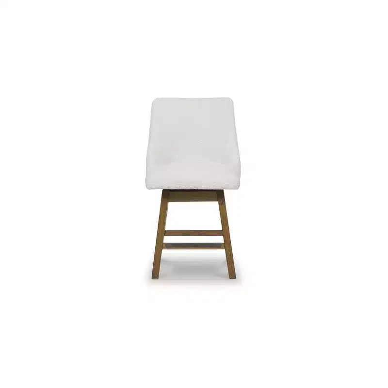 Signature Design by Ashley Cabalynn Counter Height Upholstered Swivel Barstools, Set of 2, Light Brown Frame with Cushioned Oatmeal Seat