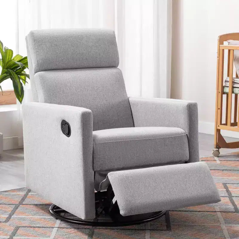 GDFStudio Peggy Modern Upholstered Rocker Nursery Chair with Plush Glider Swivel and Adjustable Recline