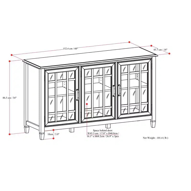 Hampshire 60 inch Wide Wide Storage Cabinet Buffet