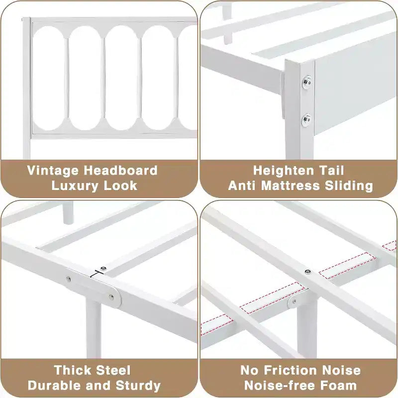 COZONY 14 Inch Queen Bed Frame with Headboard, Metal Platform Bed, 30 Min Assembly
