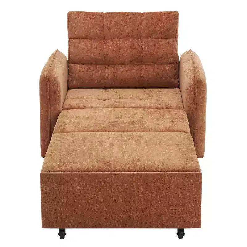 Whisen 3-in-1 Sleeper Chair Bed, 80 Extra Long Pull Out Sleeping Lounge, Chenille Single Sofa Bed with Storage Pockets