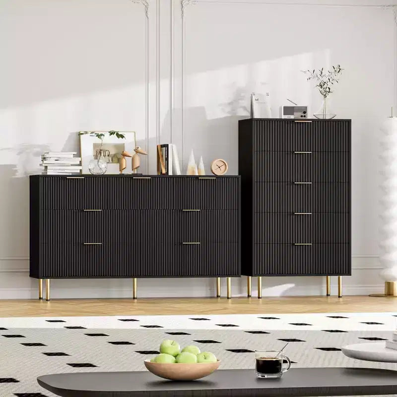 5-Drawer Dresser with Wide Drawers - Modern Wooden Chest for Bedroom, Living Room, Closet & Hallway Storage