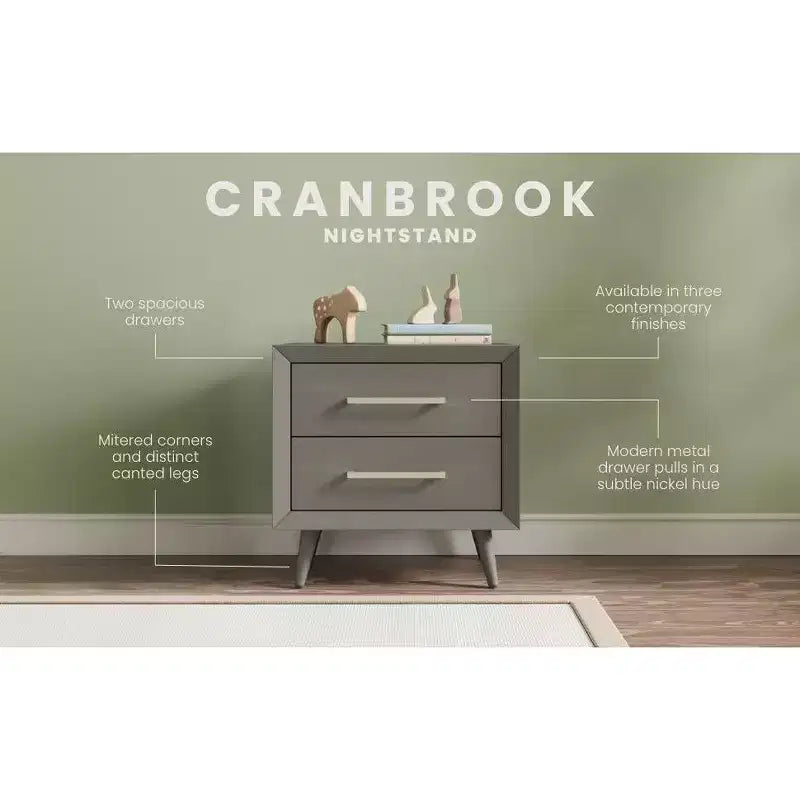Child Craft Cranbrook 2 Drawer Nightstand for Nursery or Bedroom, Large Storage Drawers, Made of Sturdy Pinewood, Non-Toxic, Baby Safe Finish