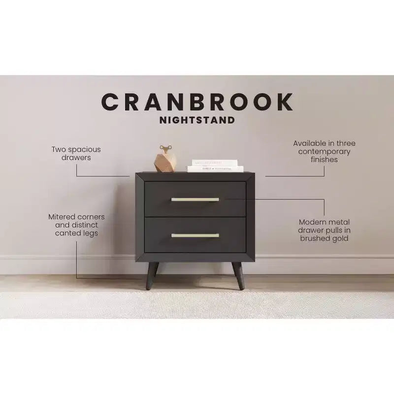 Child Craft Cranbrook 2 Drawer Nightstand for Nursery or Bedroom, Large Storage Drawers, Made of Sturdy Pinewood, Non-Toxic, Baby Safe Finish