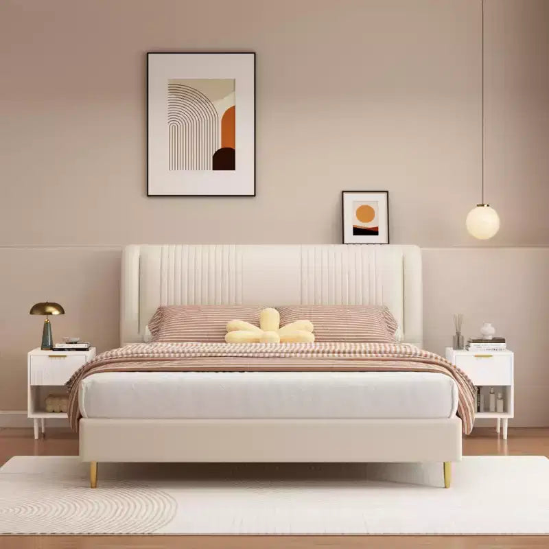 22.83'' H Modern White Nightstand with One Drawer and Open Shelf, Gold - Accented Handle, Ideal for Bedroom Decor
