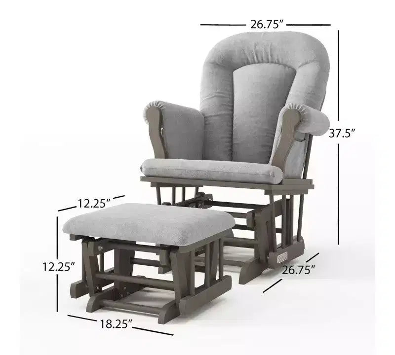 Child Craft Cozy Glider Rocker and Ottoman Set, Padded Cushion with Convenient Storage Pockets, Solid Wood Base & Frame