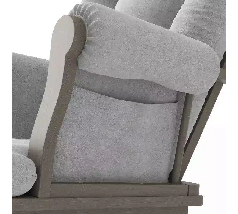 Child Craft Cozy Glider Rocker and Ottoman Set, Padded Cushion with Convenient Storage Pockets, Solid Wood Base & Frame