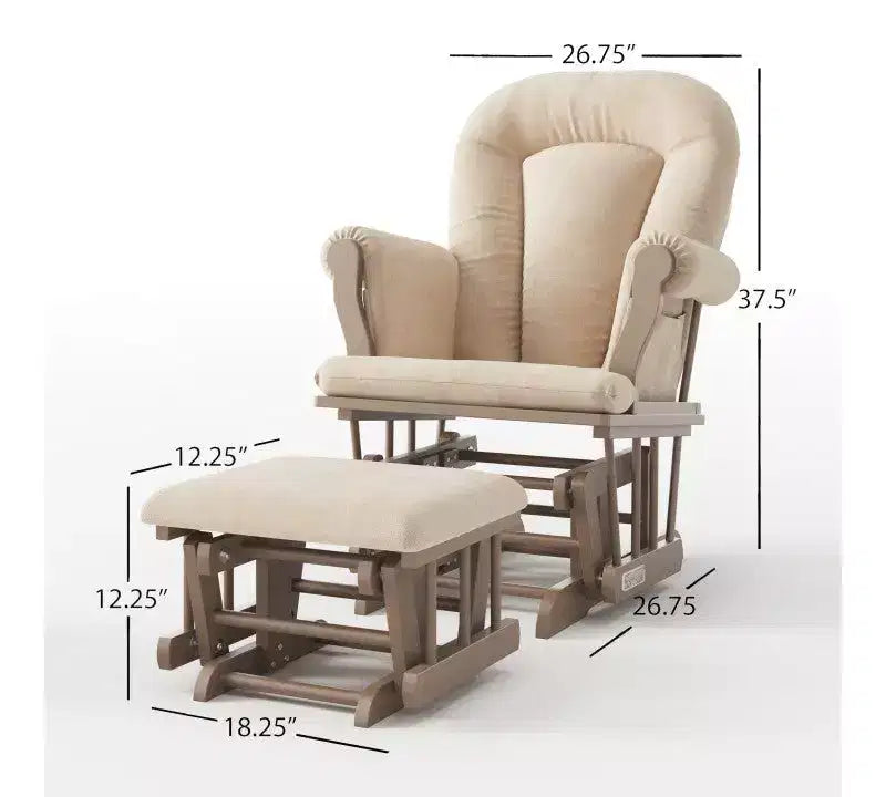 Child Craft Cozy Glider Rocker and Ottoman Set, Padded Cushion with Convenient Storage Pockets, Solid Wood Base & Frame
