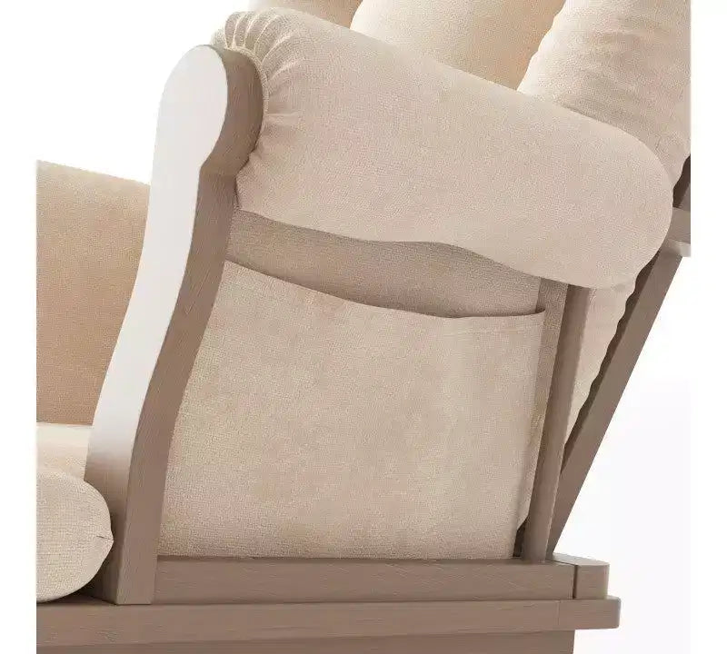 Child Craft Cozy Glider Rocker and Ottoman Set, Padded Cushion with Convenient Storage Pockets, Solid Wood Base & Frame