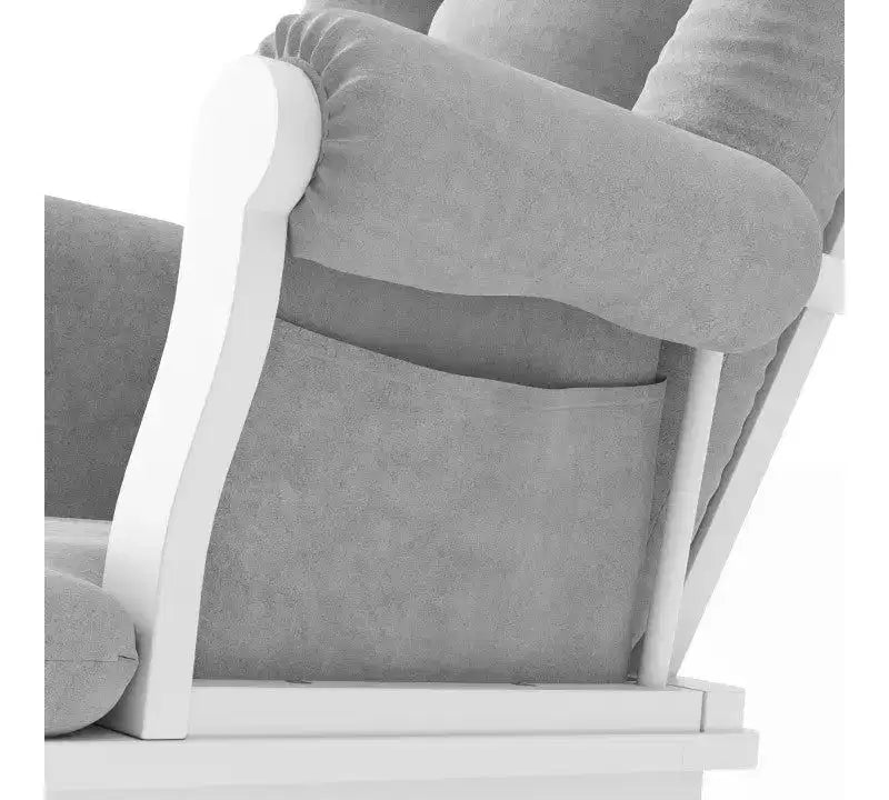 Child Craft Cozy Glider Rocker and Ottoman Set, Padded Cushion with Convenient Storage Pockets, Solid Wood Base & Frame