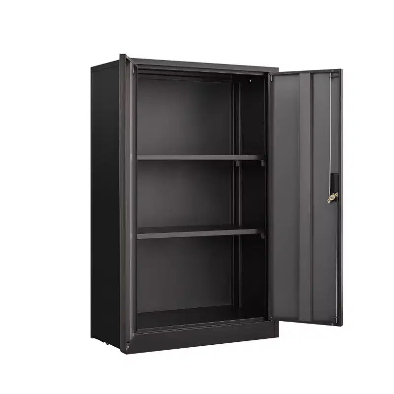 VIYET 27.5Metal Folding Storage Cabinet, Filing Cabinet w/ Locking Doors & Adjustable Shelf, Black