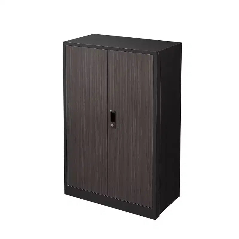 VIYET 27.5Metal Folding Storage Cabinet, Filing Cabinet w/ Locking Doors & Adjustable Shelf, Black