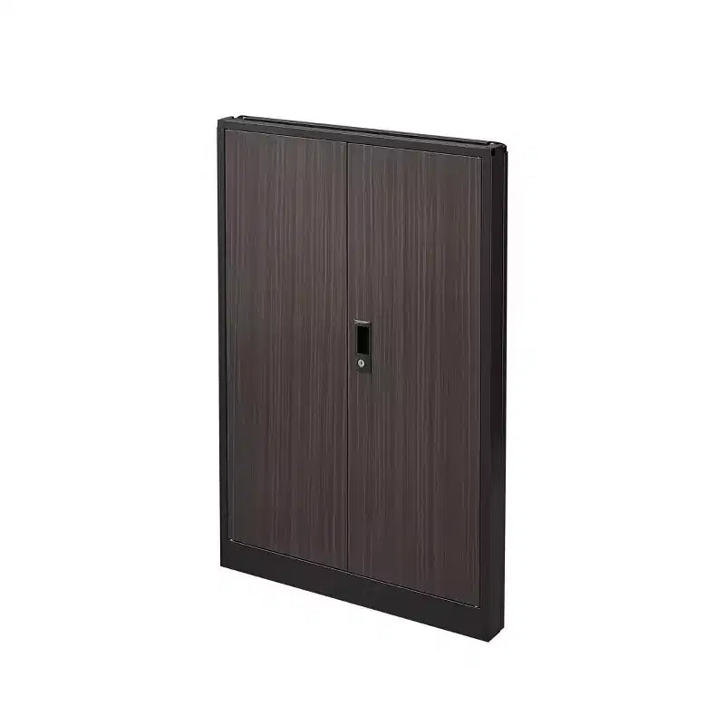 VIYET 27.5Metal Folding Storage Cabinet, Filing Cabinet w/ Locking Doors & Adjustable Shelf, Black