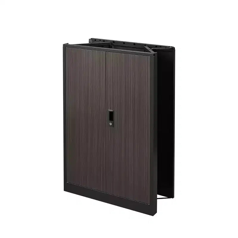 VIYET 27.5Metal Folding Storage Cabinet, Filing Cabinet w/ Locking Doors & Adjustable Shelf, Black