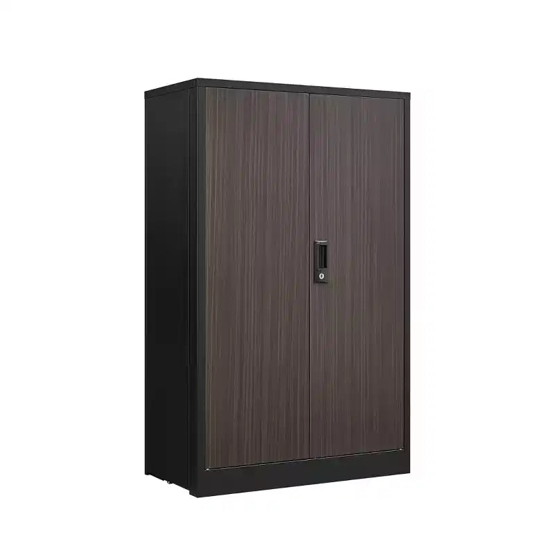 VIYET 27.5Metal Folding Storage Cabinet, Filing Cabinet w/ Locking Doors & Adjustable Shelf, Black