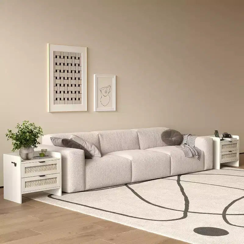 Acekool Rattan Nightstand with Charging Station, 2 Drawer Boho Bedside Table with Type C Port and USB