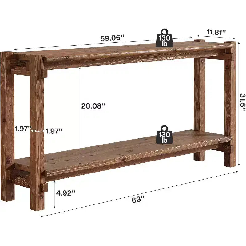 Lantine Solid Wood Console Table, Narrow Entryway Table with Storage for Living Room, Entrance, Behind Sofa, Brown