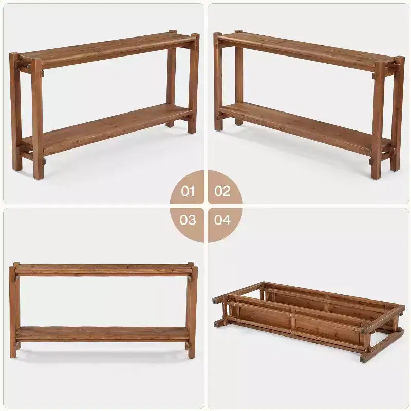 Lantine Solid Wood Console Table, Narrow Entryway Table with Storage for Living Room, Entrance, Behind Sofa, Brown
