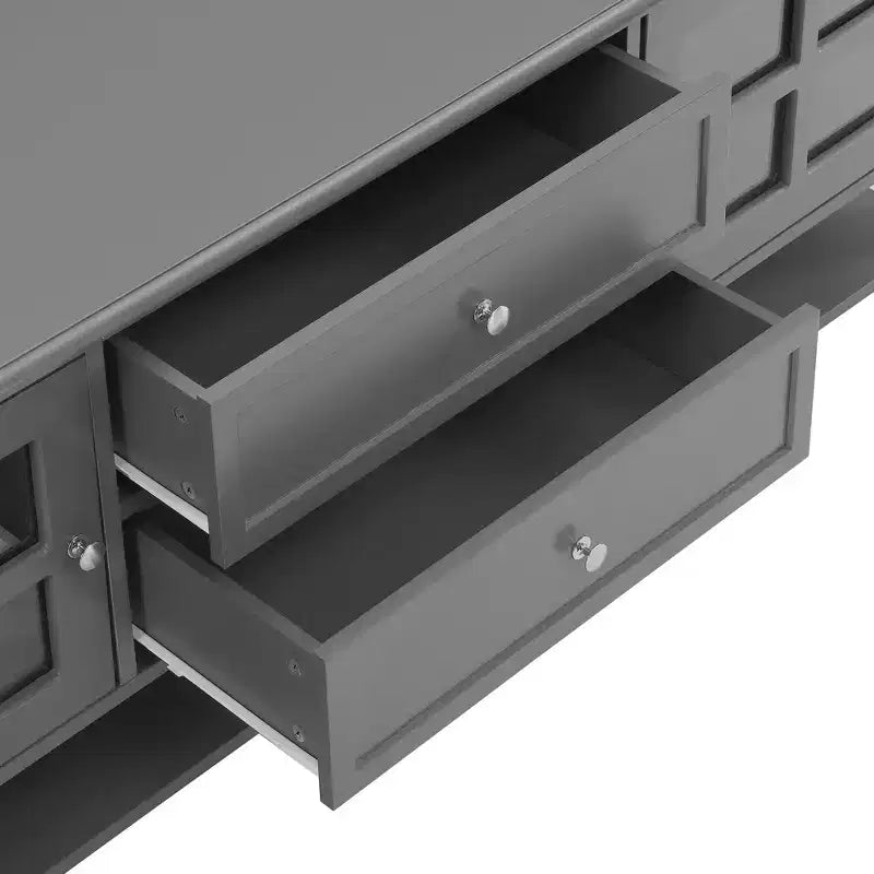 VIYET 59Modern TV Stand for 60 TVs, Grey MDF Media Console w/ Multifunctional Storage & Silent Magnetic Doors
