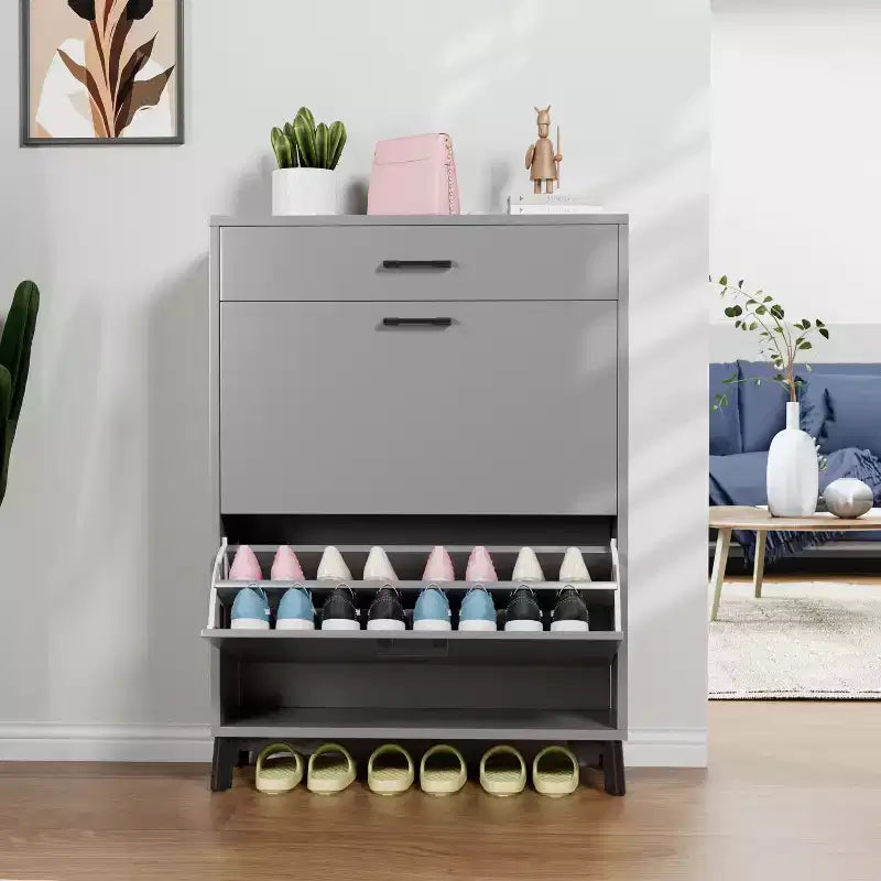 TUYOHW Freestanding Hidden Shoe Storage Cabinet with 2 Flip Drawers, Multi-color Shoe Rack, All-match Shoe Organizer for Entryway Doorway Hallway