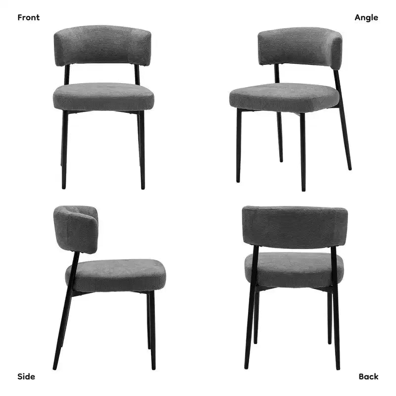 Okak Dining Room Chairs Set of 4 with Sturdy Metal Frame, Modern Dining Chairs with Curved Backrest, Armless Chairs for Dining Room