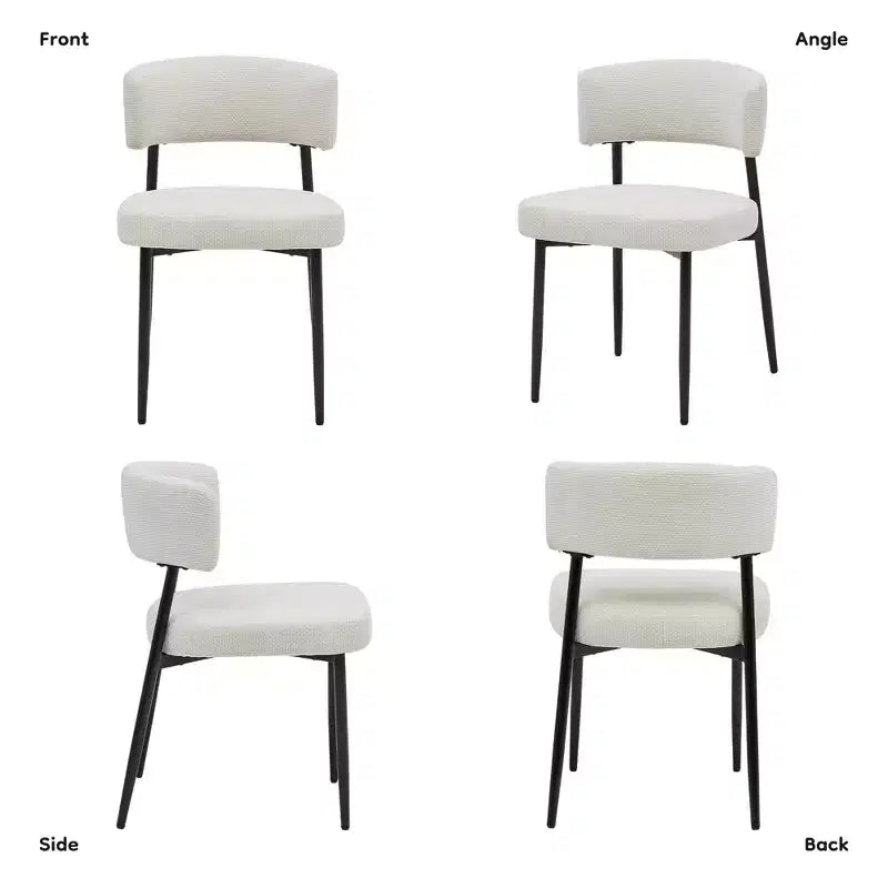 Okak Dining Room Chairs Set of 4 with Sturdy Metal Frame, Modern Dining Chairs with Curved Backrest, Armless Chairs for Dining Room