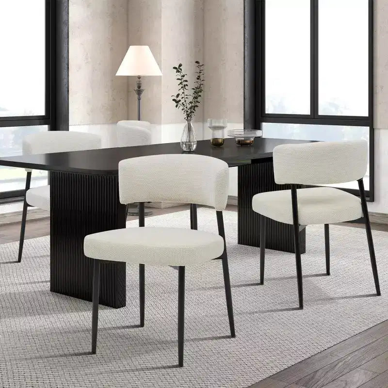 Okak Dining Room Chairs Set of 4 with Sturdy Metal Frame, Modern Dining Chairs with Curved Backrest, Armless Chairs for Dining Room
