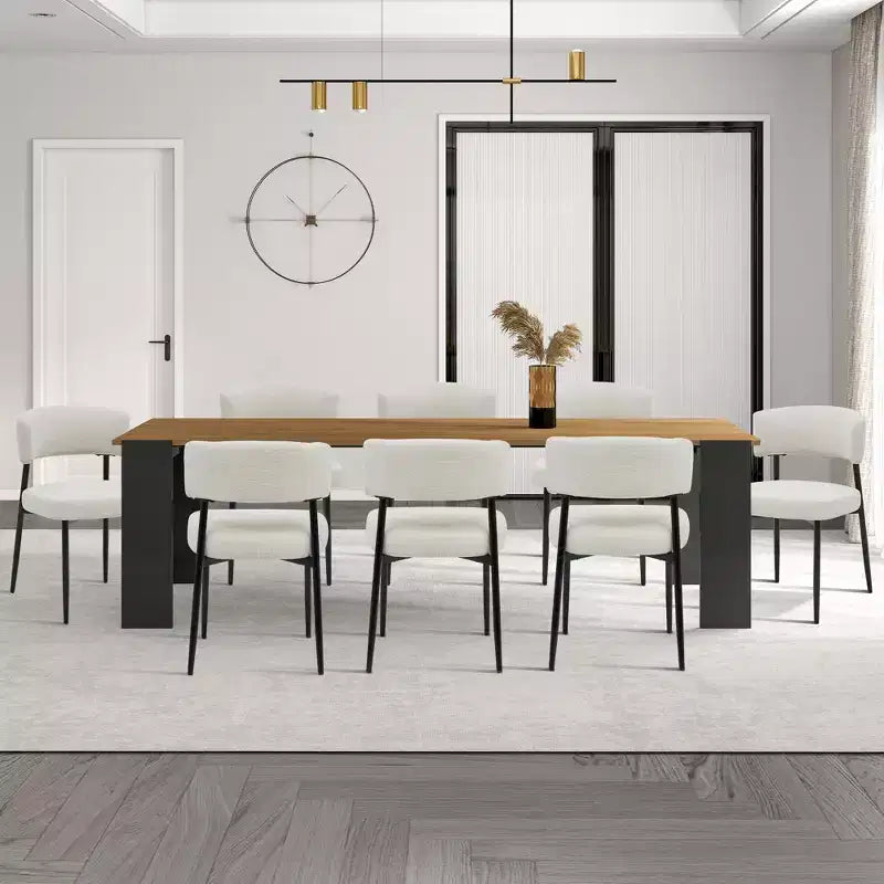 Okak Dining Room Chairs Set of 4 with Sturdy Metal Frame, Modern Dining Chairs with Curved Backrest, Armless Chairs for Dining Room