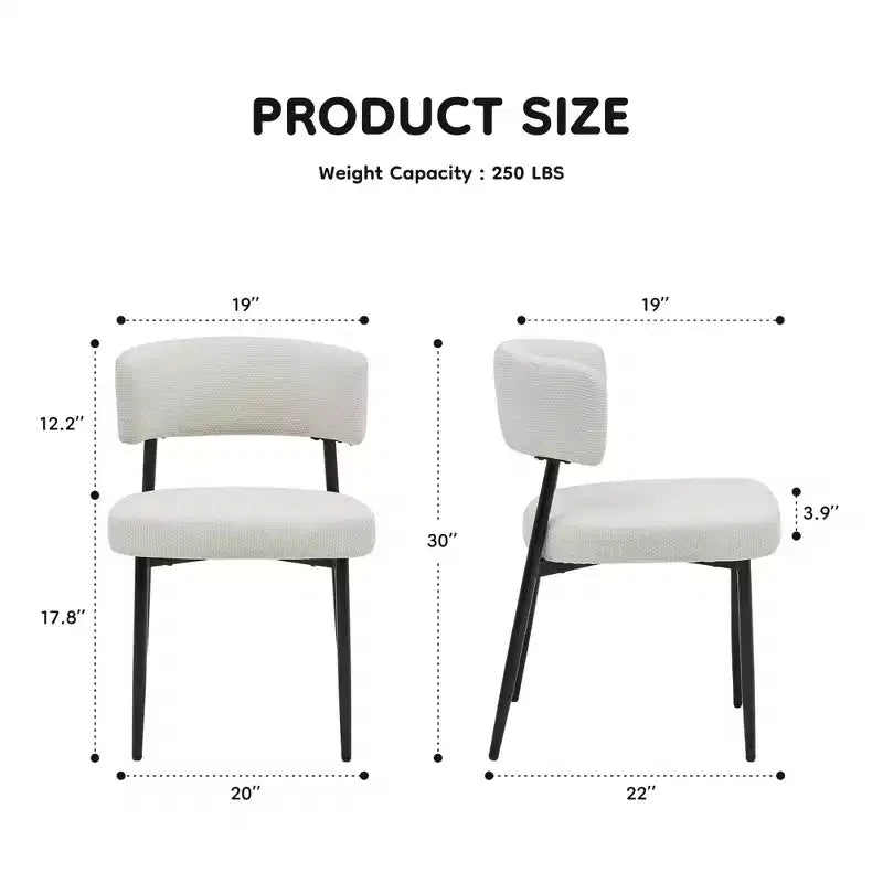 Okak Dining Room Chairs Set of 4 with Sturdy Metal Frame, Modern Dining Chairs with Curved Backrest, Armless Chairs for Dining Room