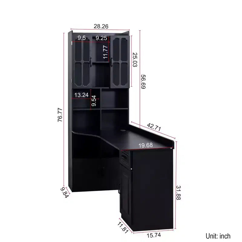 TUYOHW L-Shaped Corner Desk,Computer Desk with Hutch & Bookshelf,2-in-1 Study Desk with Drawers,Cabinets,Modern Working Desk for Office,Study