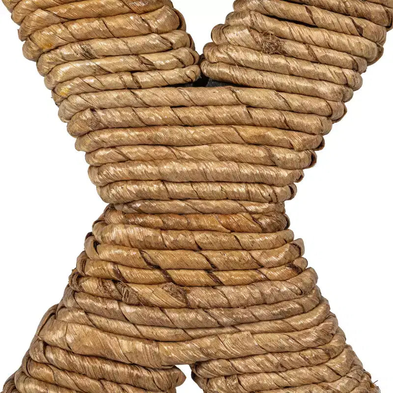 Storied Home Woven Water Hyacinth Stool, Natural Finish