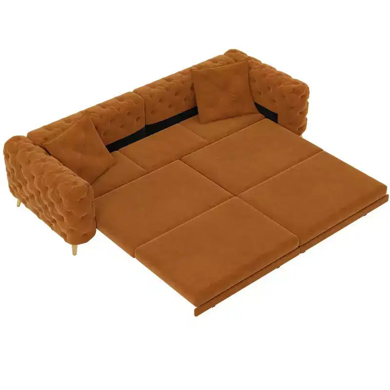Modern Convertible King Size Sleeper Sofa Bed with Movable Ottoman, Velvet Deep Seat Pull-Out Sofa Bed for Living Room or Guest Room-Panipeachy