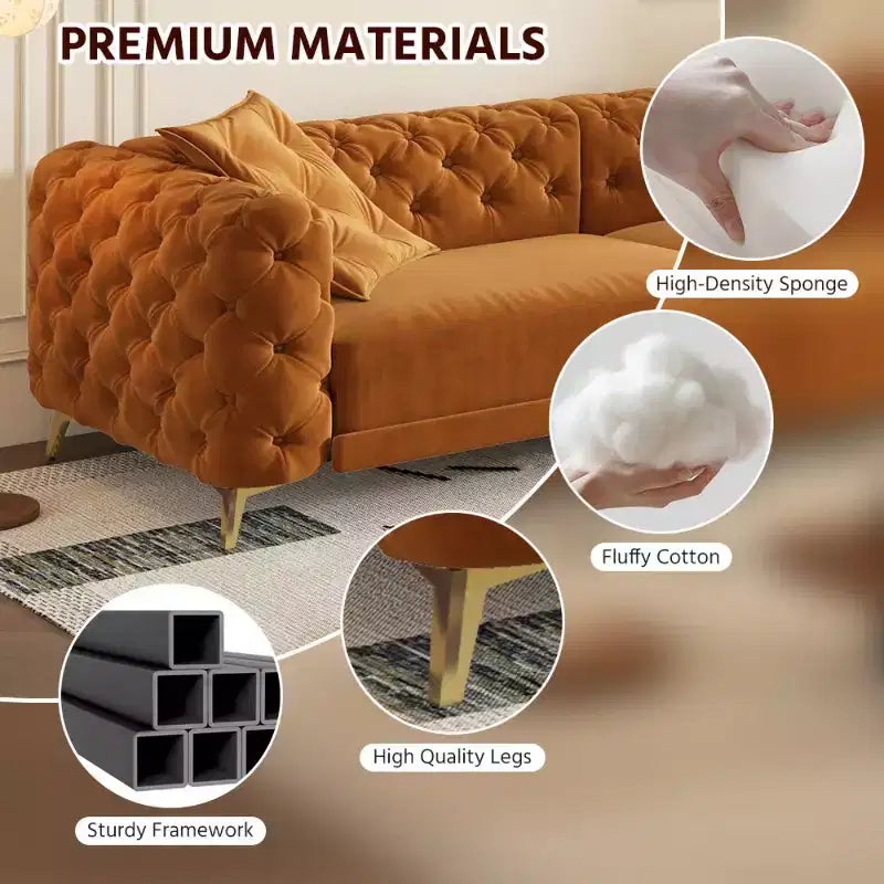 Modern Convertible King Size Sleeper Sofa Bed with Movable Ottoman, Velvet Deep Seat Pull-Out Sofa Bed for Living Room or Guest Room-Panipeachy