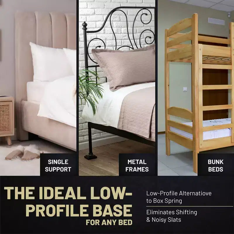 Continental Sleep, Premium 38mm Solid Surface Wood Bunkie Board Queen Size Bed Frames, 4-Piece Under Mattress Support Board