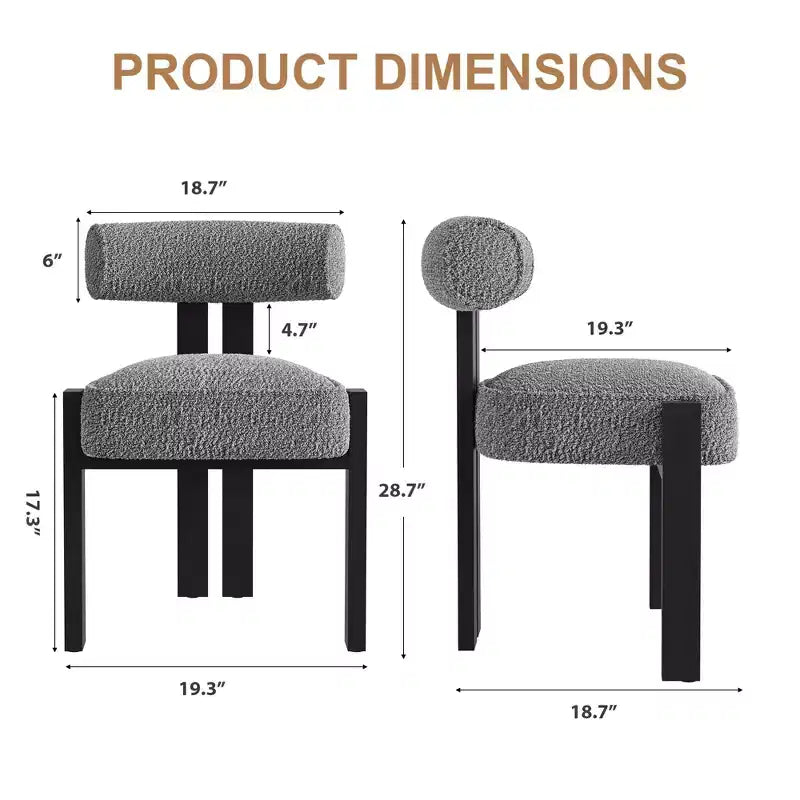 Upholstered Dining Chairs ,Modern Boucle Dining Room Chairs with Ergonomic Curved Back, Comfortable Kitchen Chairs with Rubber Wood Legs