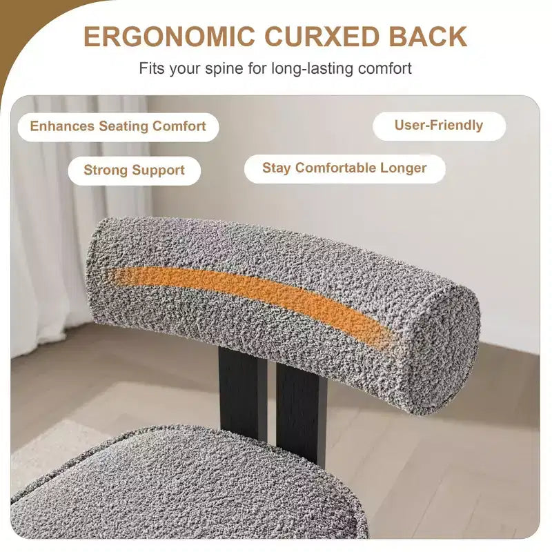 Upholstered Dining Chairs ,Modern Boucle Dining Room Chairs with Ergonomic Curved Back, Comfortable Kitchen Chairs with Rubber Wood Legs