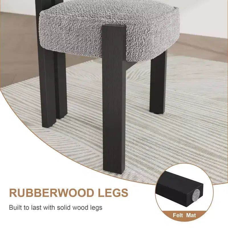 Upholstered Dining Chairs ,Modern Boucle Dining Room Chairs with Ergonomic Curved Back, Comfortable Kitchen Chairs with Rubber Wood Legs