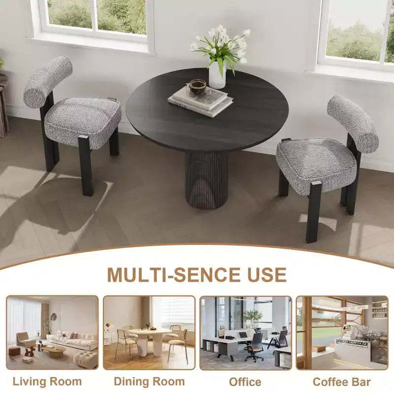 Upholstered Dining Chairs ,Modern Boucle Dining Room Chairs with Ergonomic Curved Back, Comfortable Kitchen Chairs with Rubber Wood Legs
