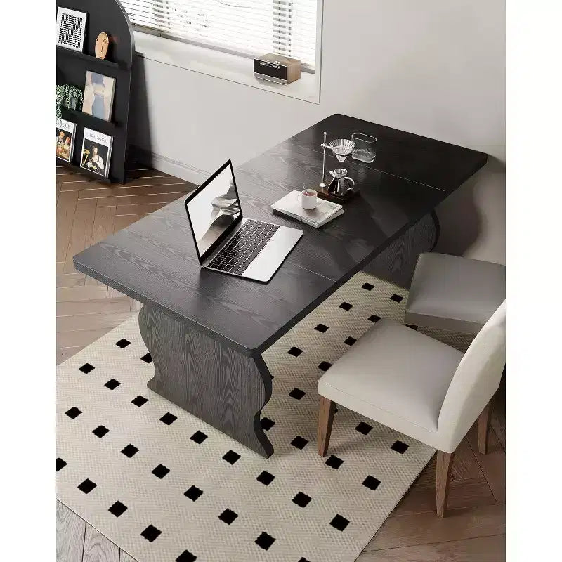 Lantine Modern Dining Table for 4-6, 63-Inch Rectangular Black Kitchen Table, Wood Kitchen & Dining Room Furniture