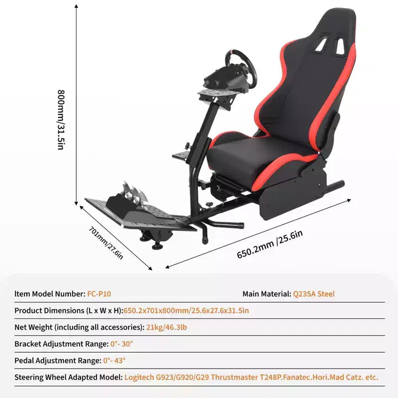 Racing Wheel Stand,Foldable Racing Simulator Cockpit for g923/g920/g29, Steering Wheel Stand & Foot Pedal Angle Adjustable,Sim Racing Cockpit