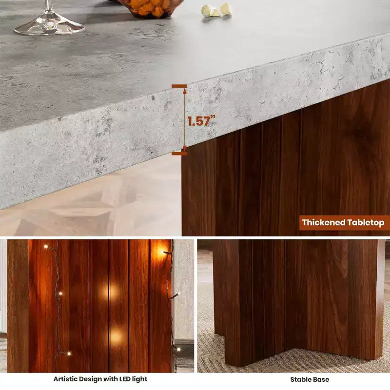 Bar Table for 4-6 People - 55 Long Counter Height Pub with Extra Thickened Tabletop, Modern Rectangular Home Bar Coffee Unit for Kitchen