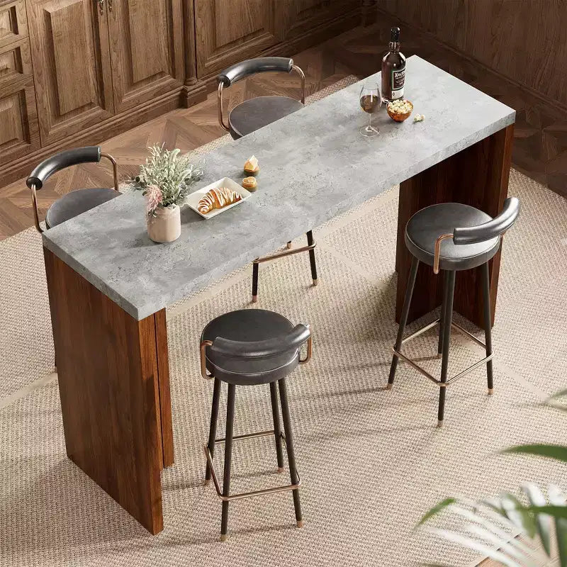 Bar Table for 4-6 People - 55 Long Counter Height Pub with Extra Thickened Tabletop, Modern Rectangular Home Bar Coffee Unit for Kitchen
