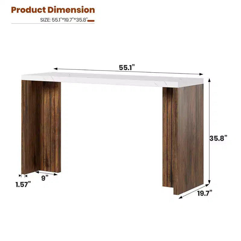 Bar Table for 4-6 People - 55 Long Counter Height Pub with Extra Thickened Tabletop, Modern Rectangular Home Bar Coffee Unit for Kitchen