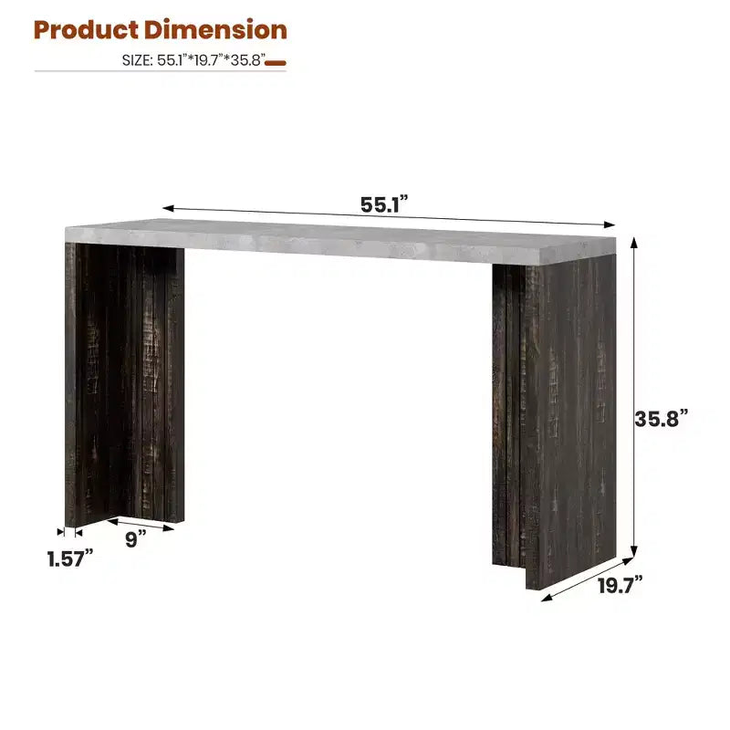 Bar Table for 4-6 People - 55 Long Counter Height Pub with Extra Thickened Tabletop, Modern Rectangular Home Bar Coffee Unit for Kitchen