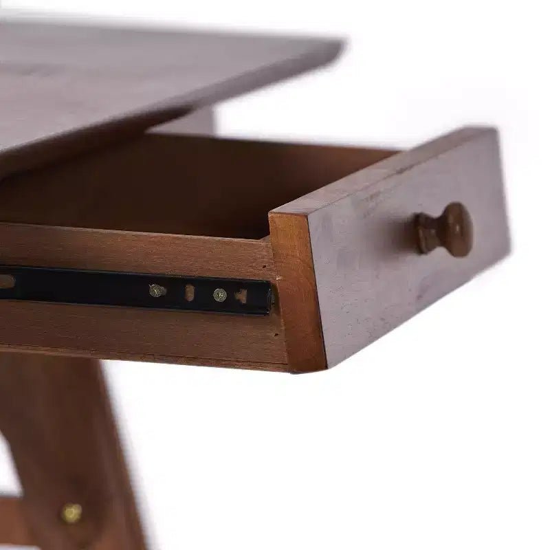 TUYOHW 57 Rubberwood Home Office Desk,Computer Desk with 1 Drawer,A-Frame Legs,Writing Desk for Gaming,Study,Office,Small Spaces,Walnut