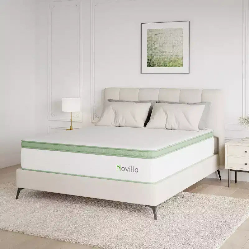 Novilla 12 inch Medium Firm Hybrid Memory Foam/Coil Blend Mattress in a Box, Motion isolation