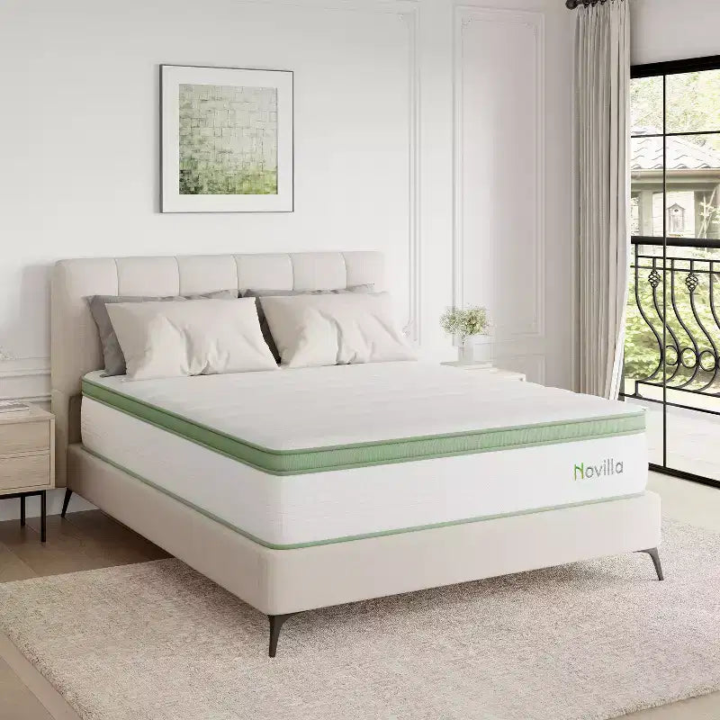 Novilla 12 inch Medium Firm Hybrid Memory Foam/Coil Blend Mattress in a Box, Motion isolation